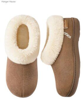 Microsuede Winter Slippers Faux Fur Lined Memory Foam House Shoes